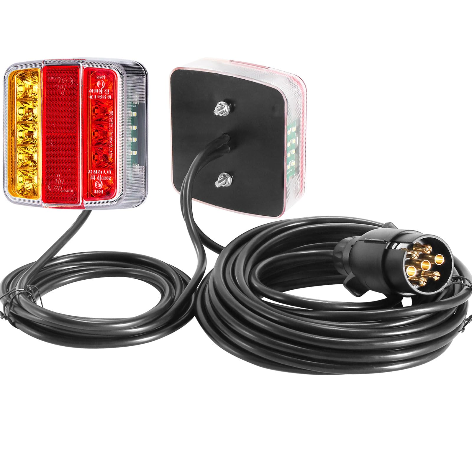 Kit Fanali Posteriore del Rimorchio LED 5 Funzioni Fari Posteriori con Cavo da 7,5 m et Spina per Rimorchio a 7poli