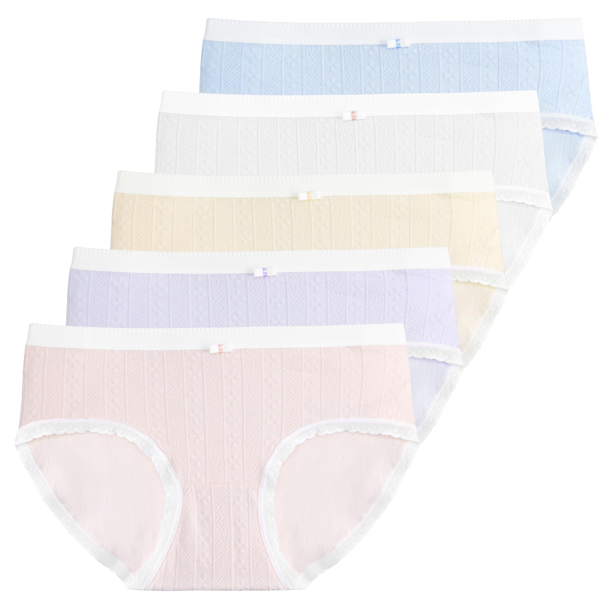 5-Pack Teen Girls Cotton Underwear Briefs Soft Comfy Panties Briefs Everyday Solid Color Multipack