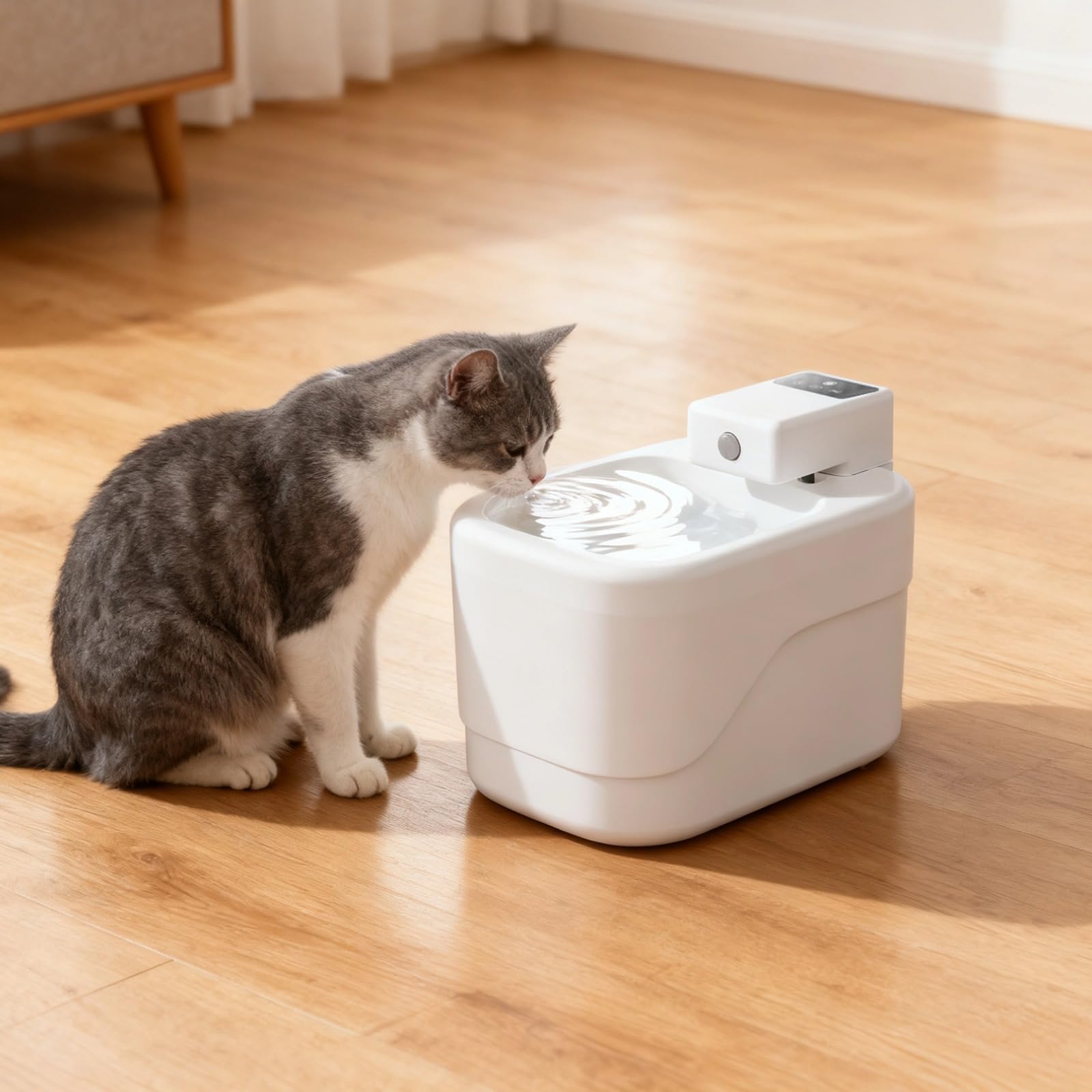 Fontana automatica per animali domestici, fontana per gatti senza fili attivata con sensore intelligente, con filtro a carbone attivo, pompa silenziosa ricaricabile, per cani e gatti, 8.3 x 5.5 x 4.7