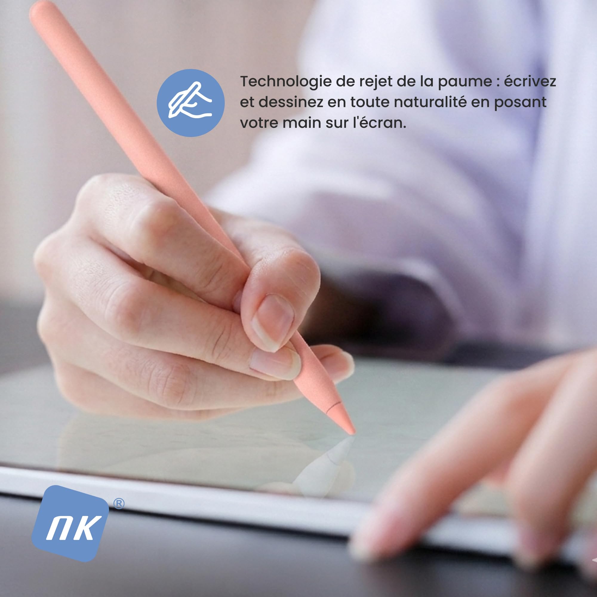 NK Stylet iPad 2018-2025 avec Attraction magnétique, léger, écran LED, Sensible au Toucher, autonomie 9 h, Compatible avec iPad 6/7/8/9/10/11, Air 3/4/5/6/7, Pro 11 1/2/3/4/5, Mini 5/6/7