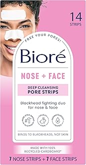 Biore Deep Cleansing Blackhead Remover Nose Strips and Face Pore Strips Combo, Pack of 14