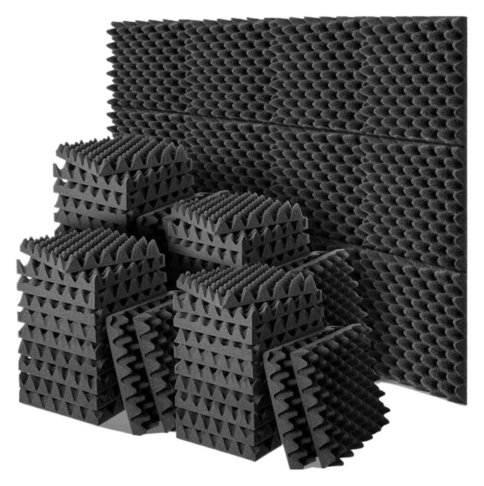 Panele dźwiękochłonne, 12-48 szt. Samoprzylepne dźwiękoszczelne panele ścienne Płytki z pianki akustycznej Redukcja hałasu(Black 24PCS)