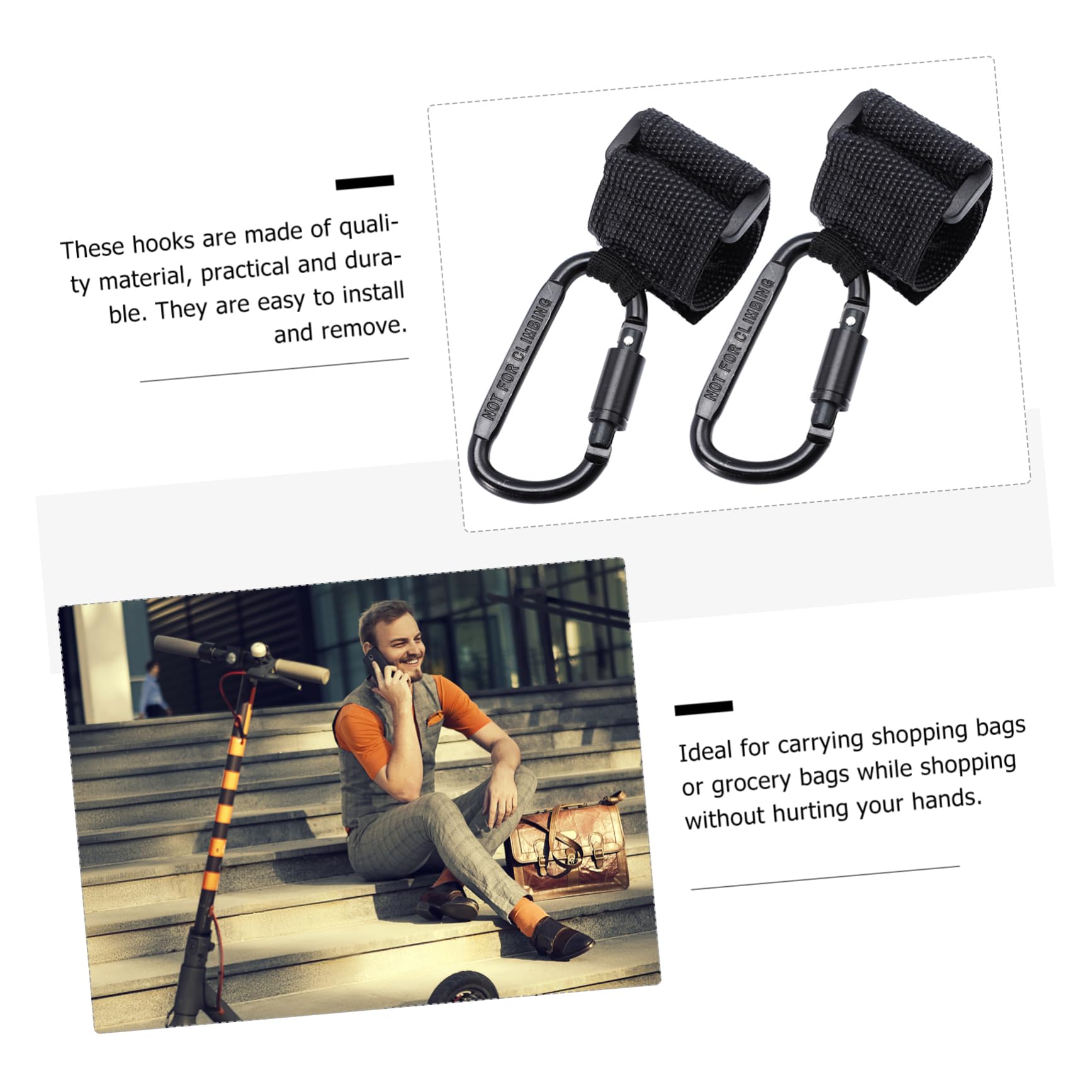 BESTonZON Stroller Hooks Clips 2pcs Stroller Hanger Bag Holder Pushchair Hooks Organizer Extra Storage for Diaper Bags