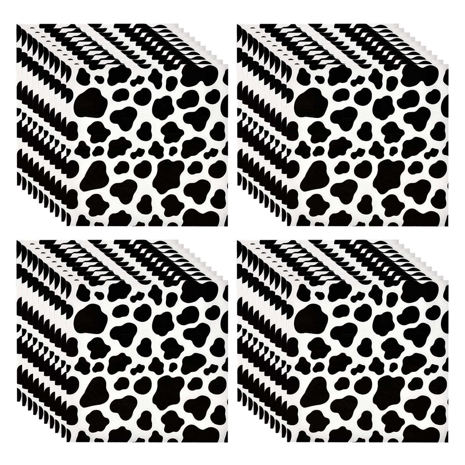 40 pañuelos de vaca, pañuelos para animales, decoración de vacas, suministros de fiesta, accesorios personalizados para fiestas, accesorios de decoración de la selva (negro)