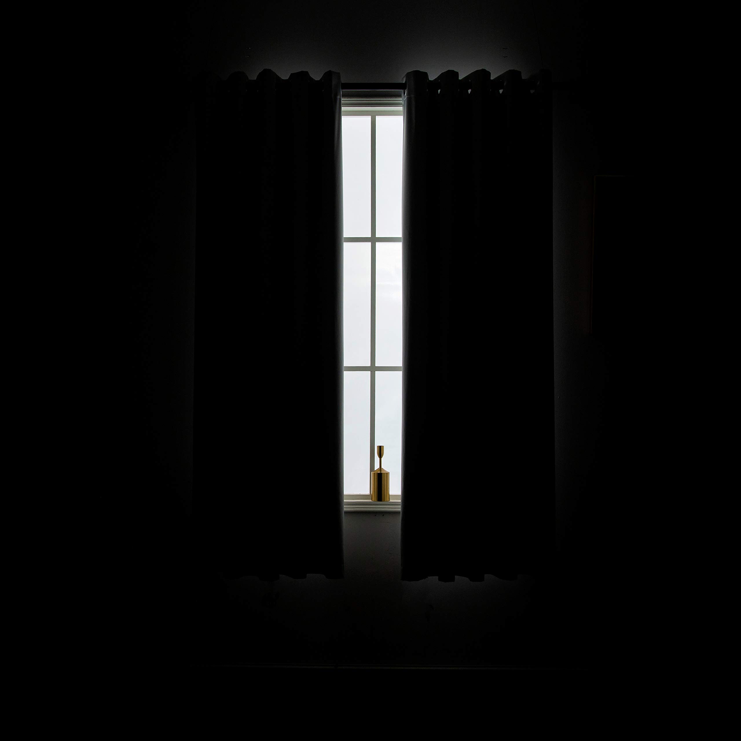 COASTLINE Ultra Soft Satin Navy Blue 100% Blackout Eyelet Curtain Window Treatment Drapes 2 panels for Bedroom, Livingroom, Kids Nursery Room W66 x L54 inch — view 5