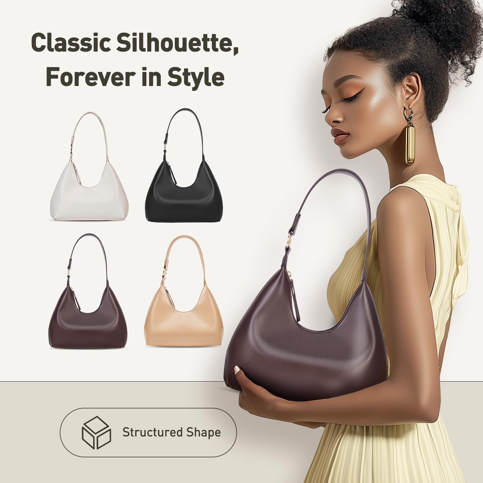 Small Purses for Women Crescent Bag Small Hobo Bag Everyday Purse Trendy Bags for Women (COFFEE)