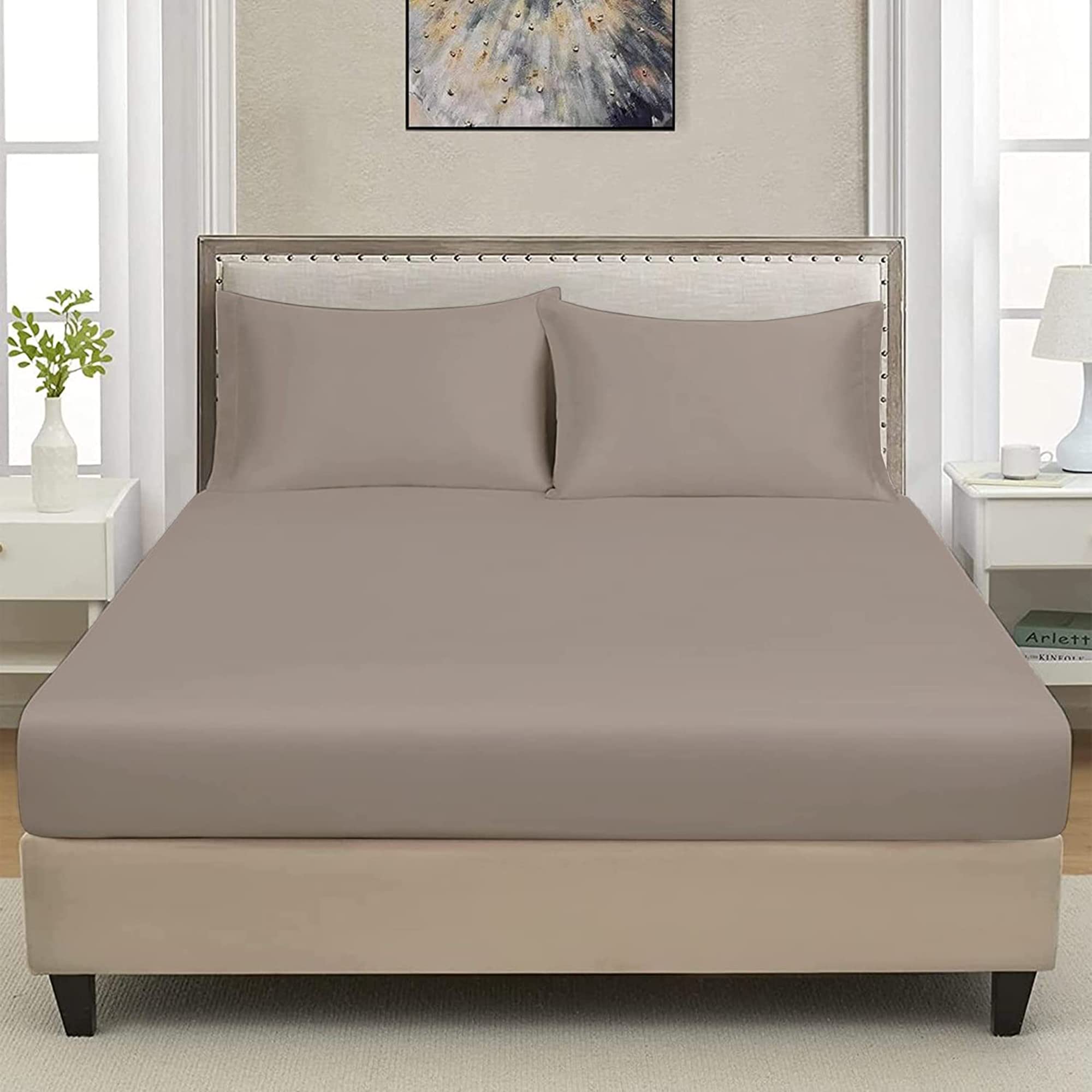 Extra Deep Luxuary Fitted Sheet 25cm Mattress Sheets 50% Cotton 50% Polyester By JRI® (King, Grey), 25cm Grey