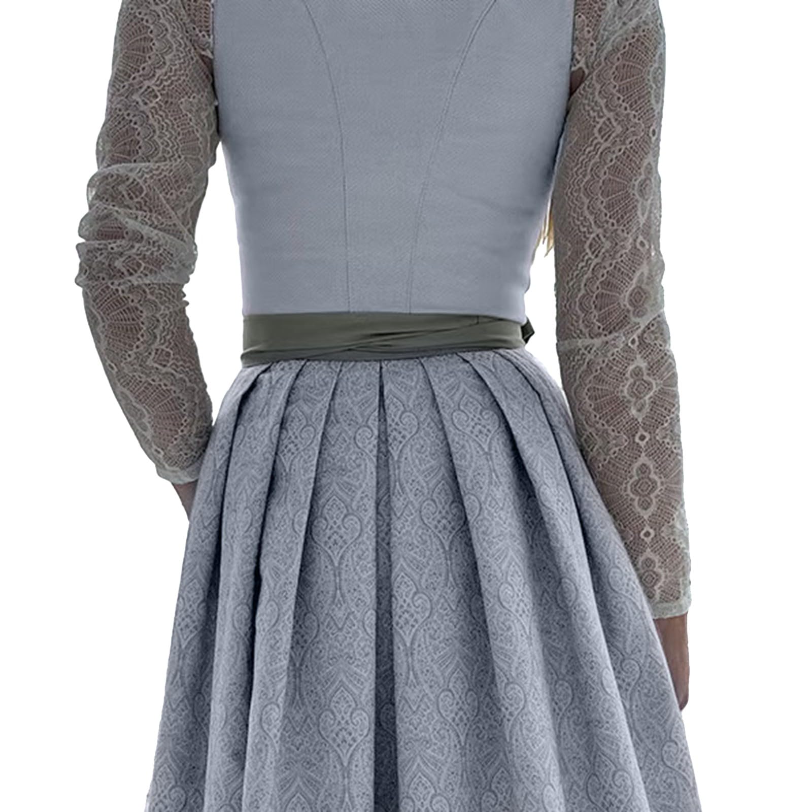Generisch Dirndl Damen Dirndlkleid Blau - Trachtenkleid Midi Smat Trachtenrock Für Oktoberfest Volksfest