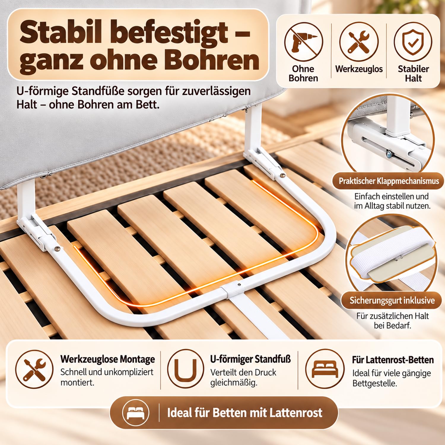 Barriera anticaduta per letto, 150 cm, per bambini, pieghevole da 0