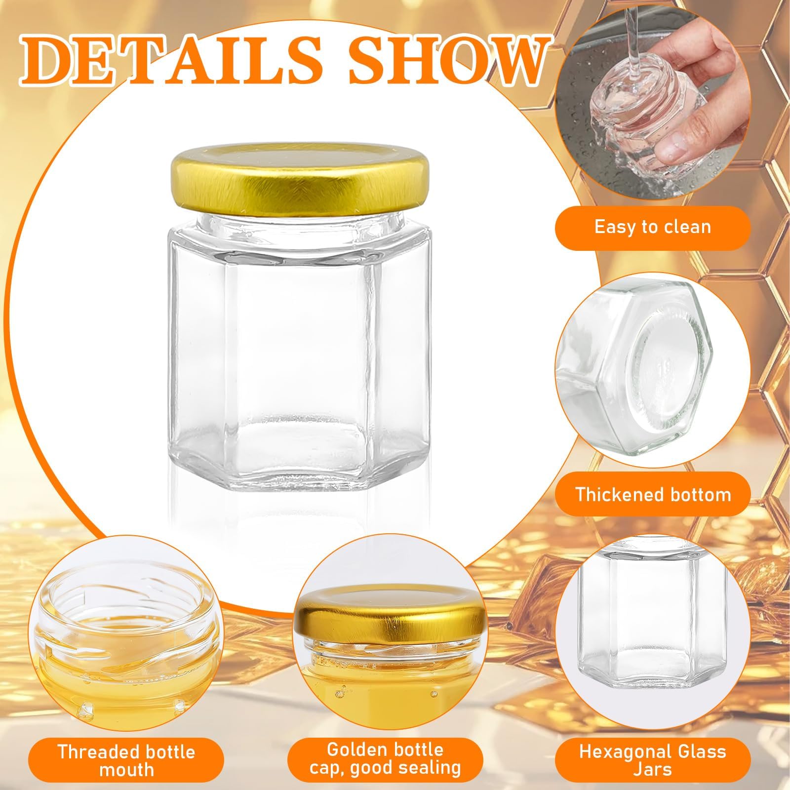 50 Stück Kleine Honiggläser 45ml, Mini Leer Marmeladengläser mit Deckel Honigglas mit Honiglöffel, Bienen Anhänger, Dankeskarten, Jutes Ideal as Gastgeschenke für Hochzeit Babyshower
