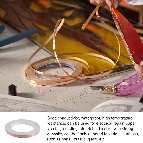 Miniatura 3 de Rebower Cinta adhesiva conductora de doble cara para blindaje EMI, vitrales, circuitos de papel, conexión a tierra, 38 pulgadas33 yardas
