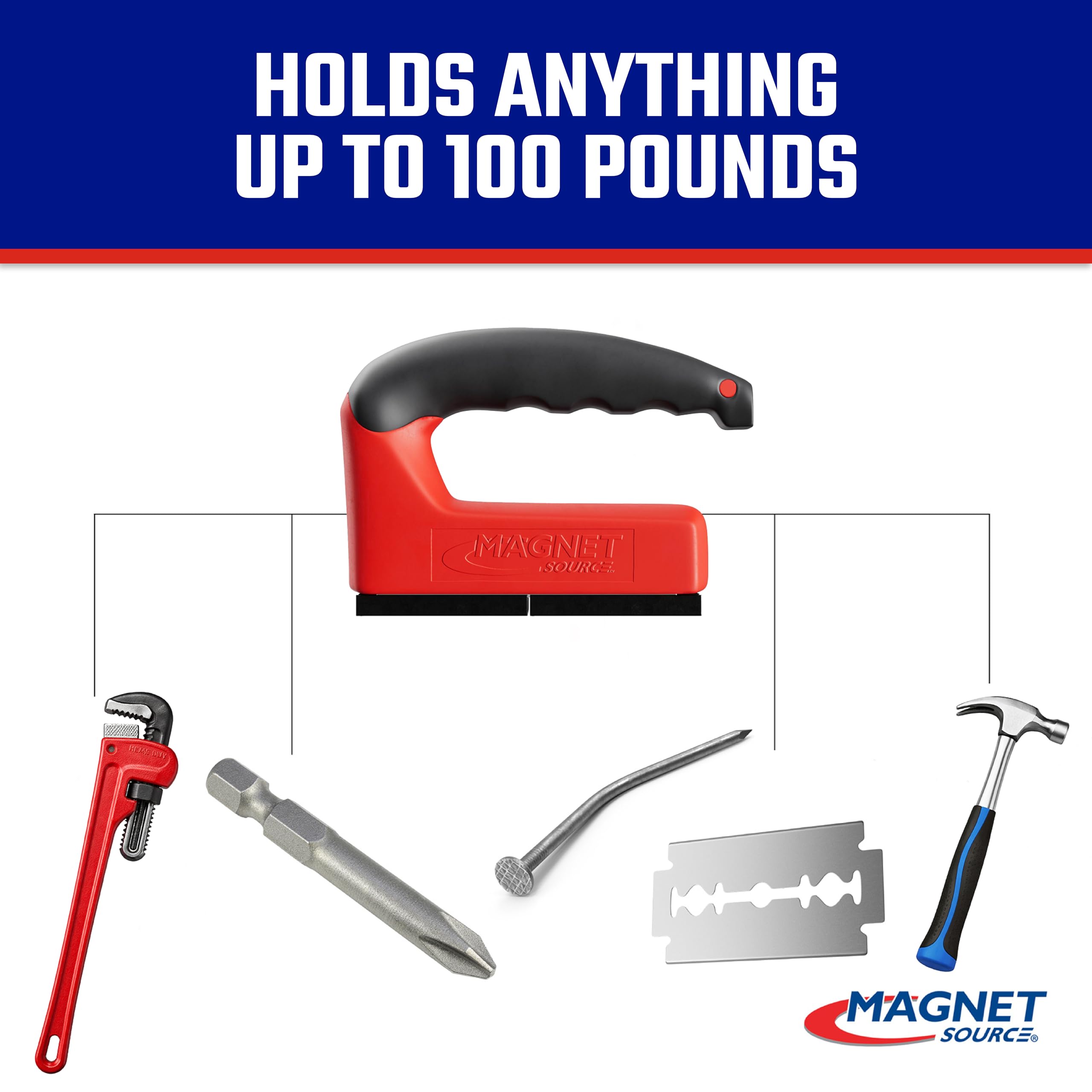 Master Magnetics Strong Magnet with Ergonomic Handle - 100 lb Pull Force, Red, 07501 — Amazon image 4