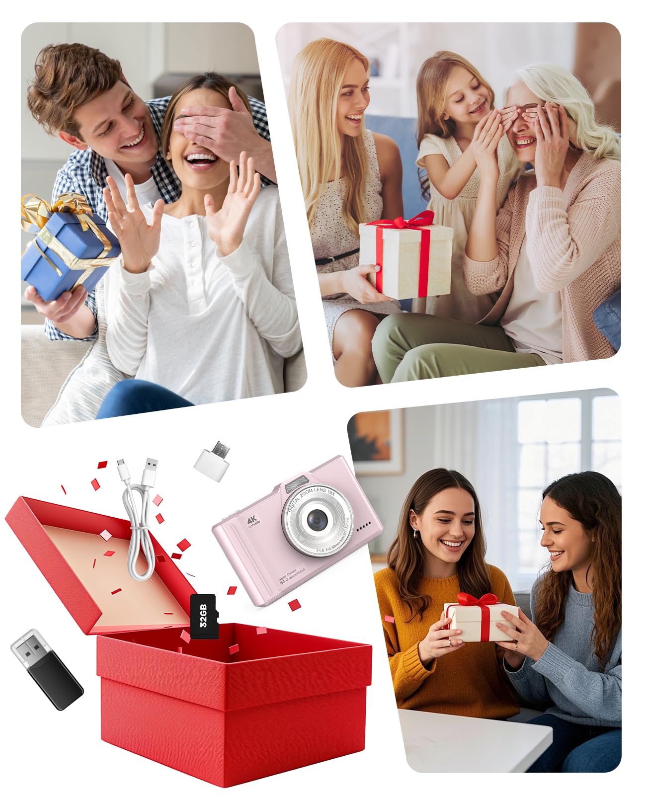 QIVORO Digital Camera 4K 64MP Compact Portable Photo Camera,18X Digital Zoom Autofocus | Anti-Shake,2.8" IPS Screen with 32GB SD Card & OTG Adapter,Vlogging Camera for Kids Teens Students Beginners — view 6