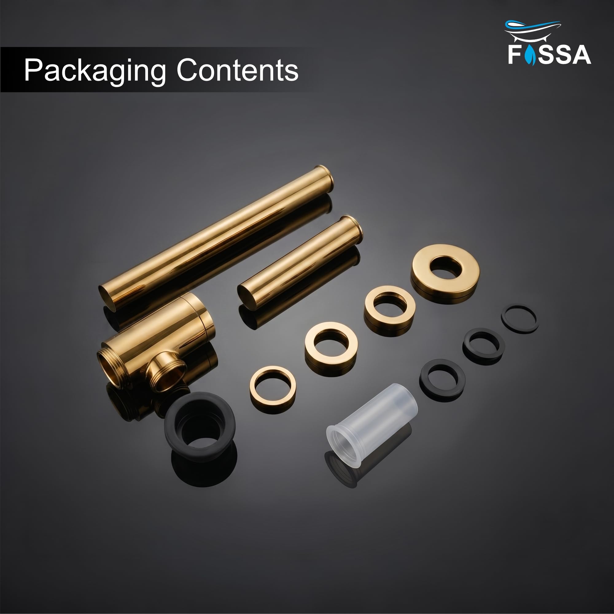 Fossa 304 Stainless Steel Bottle Trap for Wash Basin β Rust-Free Trap with 12-Inches Long Pipe | Stylish Bottle Trap Fitting for Bathroom Basin & Kitchen Sink Gold (Chrome Finish) 2
