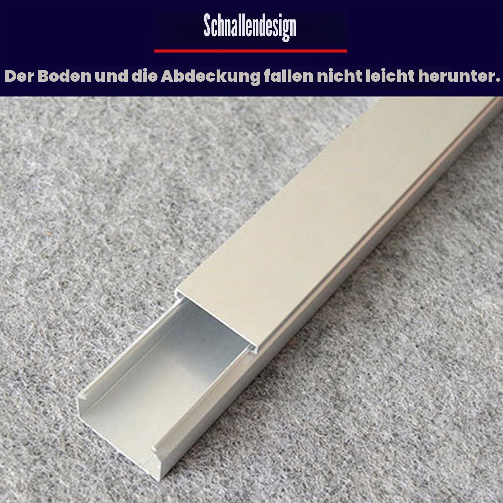 Kabelkanäle für Wände, Aluminium-Kabelkanal, silberfarben, mehrere Größen, Packung mit 2 x 1 m(100 * 50mm)