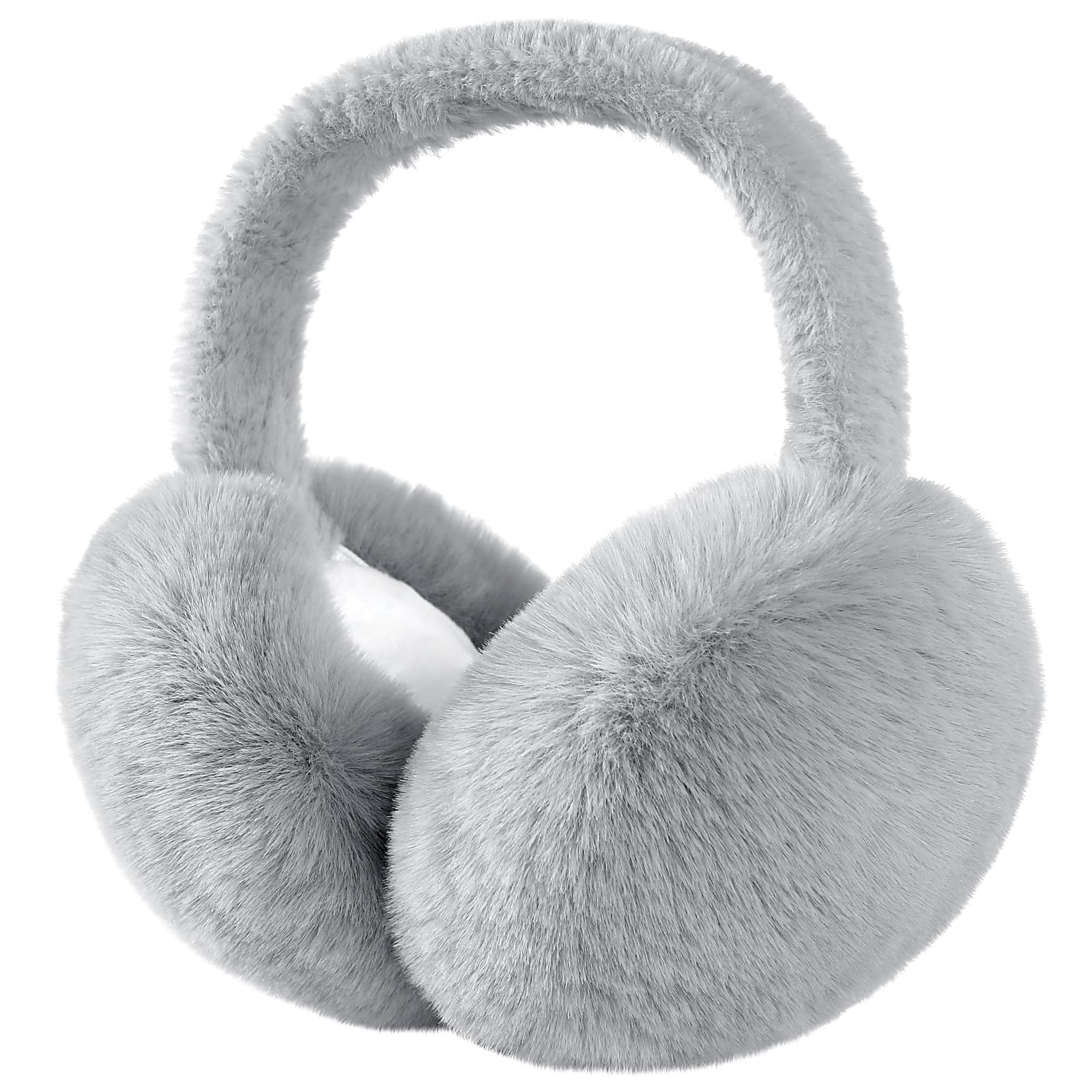 Tavaleu Ear Muffs for Winter Women, Faux Fur Warm Earmuffs Cute Foldable Outdoor Ear Warmers For Women Girls, Grey, 5.9 inches-image-15