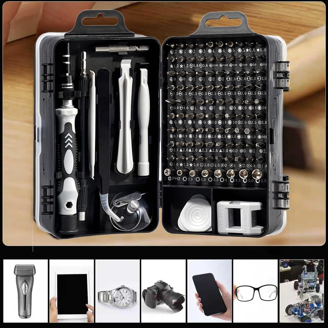115 in 1 Precision Screwdriver Set Gift for Men Mini Repair Kit with Torx Triwing Bits Repair for Computer, Laptop, RC, Phone, Electronics, Glasses, with Case — view 4