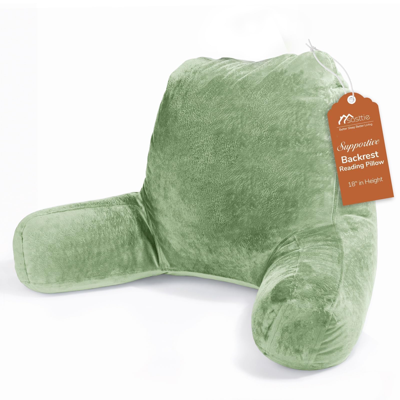Sasttie Reading Pillow for Bed, Back Pillow for Sitting Up, Sage Green