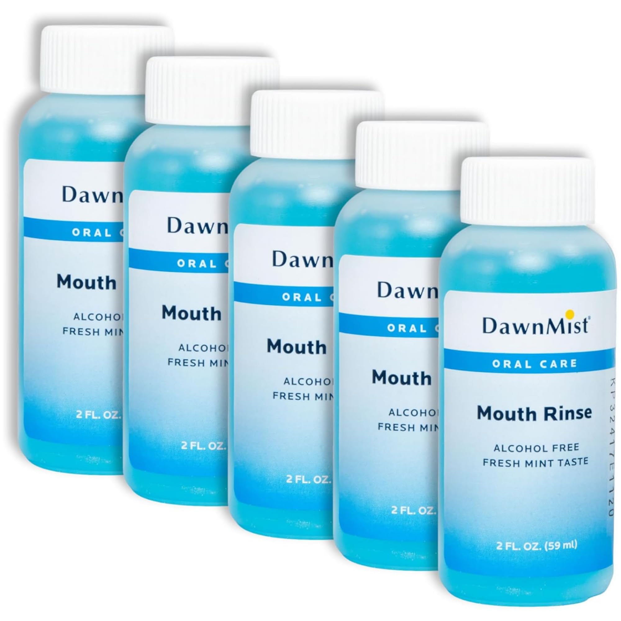 Dukal Dawn Mist Mouth Rinse with Twist Cap, 2 oz. – (Pack of 5) – Alcohol-Free, Fresh Breath, Oral Hygiene Solution for Daily Use