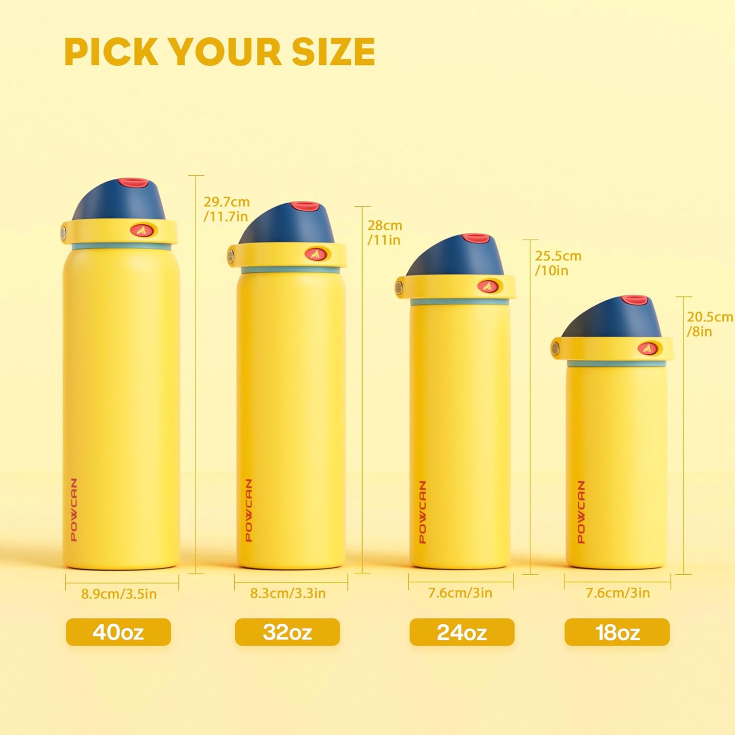 POWCAN 18 oz Stainless Steel Water Bottle: 2-in-1 Push-Button Spout & Quick-Flip Straw, Leakproof, Cold 24Hrs, Fits Car Cup Holder, Insulated Sports Water Bottle for Women, Girls (Red Apple Charm) - Image 8