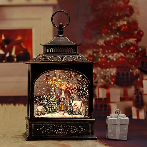 Miniatura 11 de Linterna musical de globo de nieve de Navidad, linterna giratoria brillante de 12 pulgadas con temporizador de 6 horas, alimentado por USB