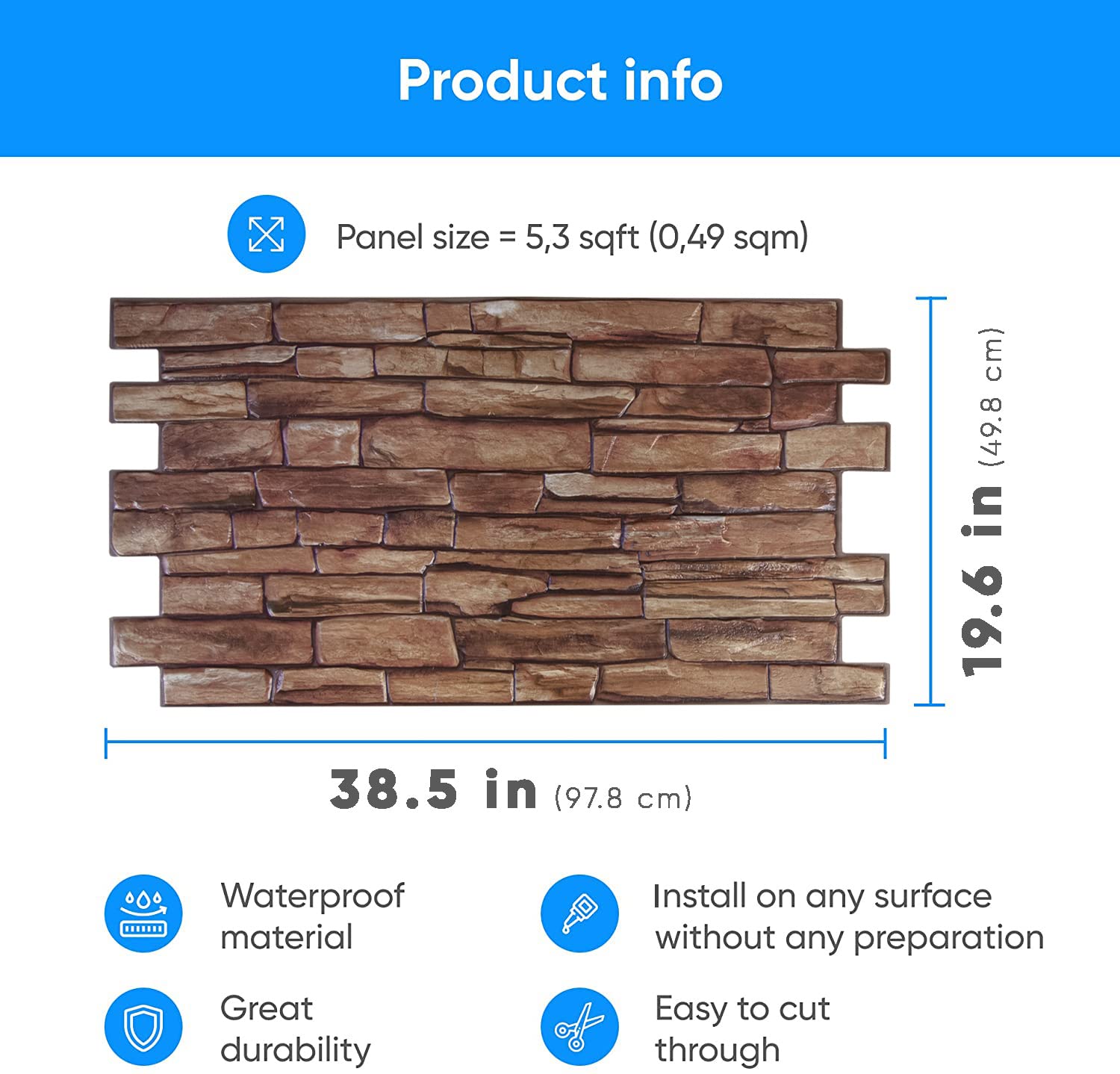 Grace Baltic - Paneles de pared 3D para decoración de paredes interiores Paneles de pared de PVC finos y elásticos no adhesivos Decoración de paredes interiores Material PVC 3D (38 piezas / 18.62 m2)
