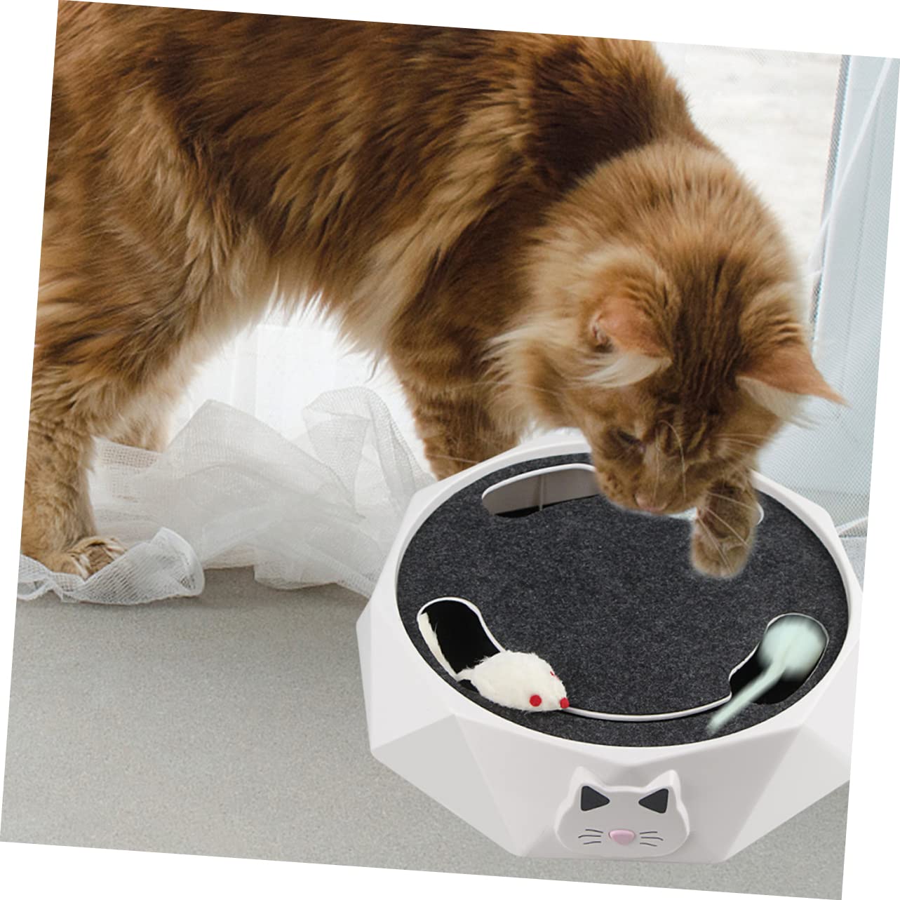 Juguete Eléctrico de Ratón Excavador para Gatos, Blanco, Abs | Acción Automática de Esconderse y Salir, Portátil, Funciona 3 Pilas Aa