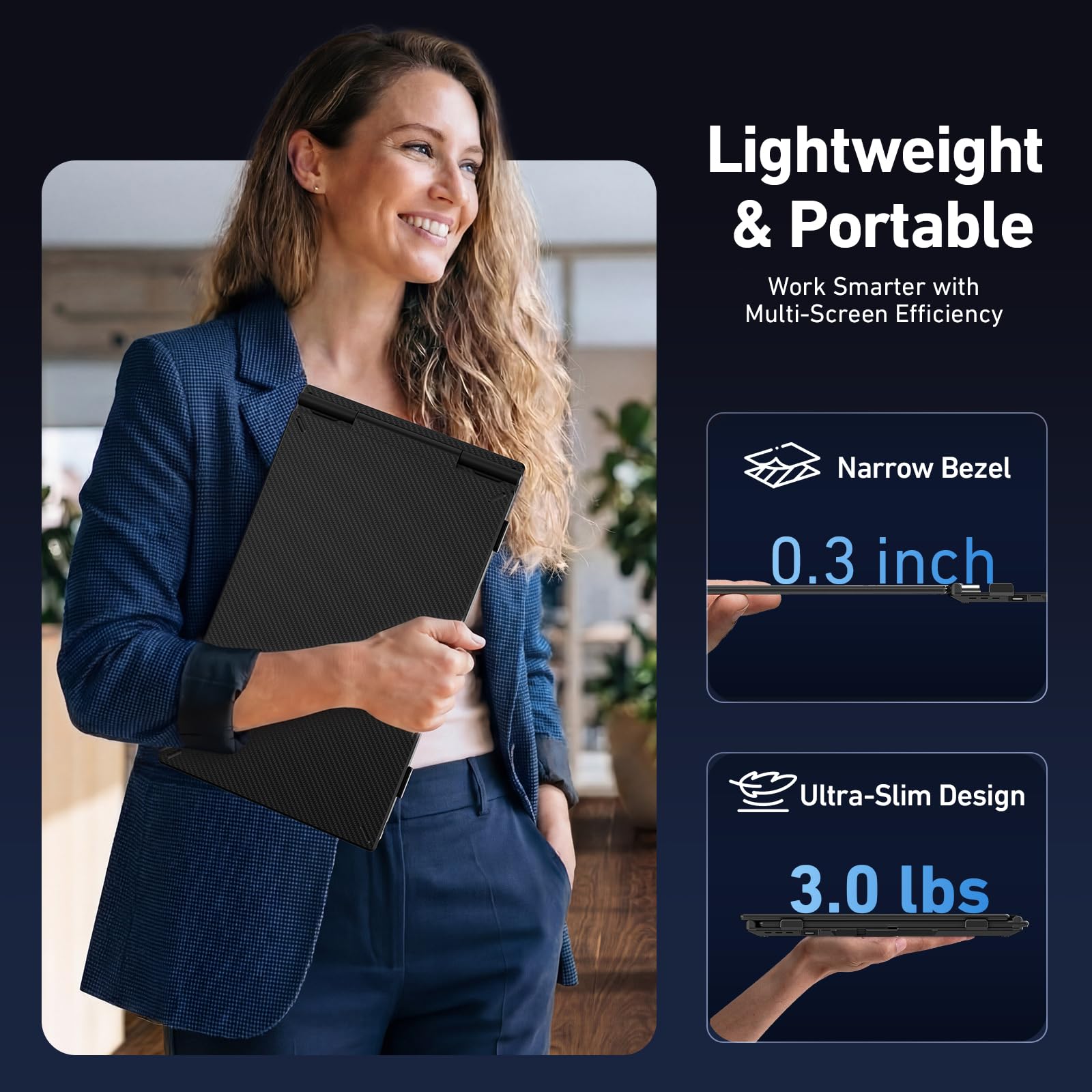 Vixtan 14" Triple Laptop Screen Extender, 3.0 lbs Lightweight FHD IPS Portable Monitor for Laptop, USB-C Plug & Play Multi Screen Attachment for 13-17.3" laptops with Windows/Mac/Chrome - 5