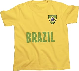 Brazil - Boys or Girls Childrens Country Name and Badge Football Fan Organic Cotton T-Shirt