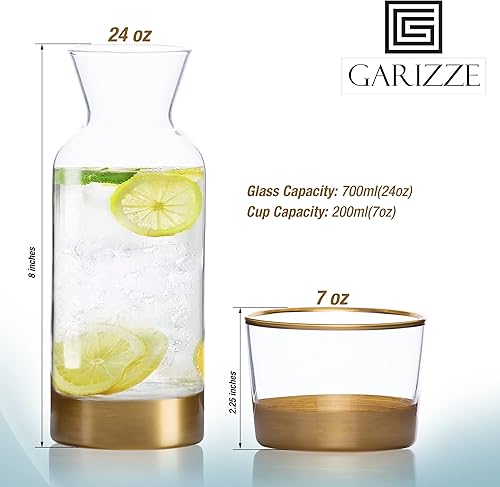 Miniatura 2 de GARIZZE Juego de jarra de agua y vidrio para dormitorio, jarra de noche y juego de vidrio, decantador de enjuague bucal para baño, jarra de agua con