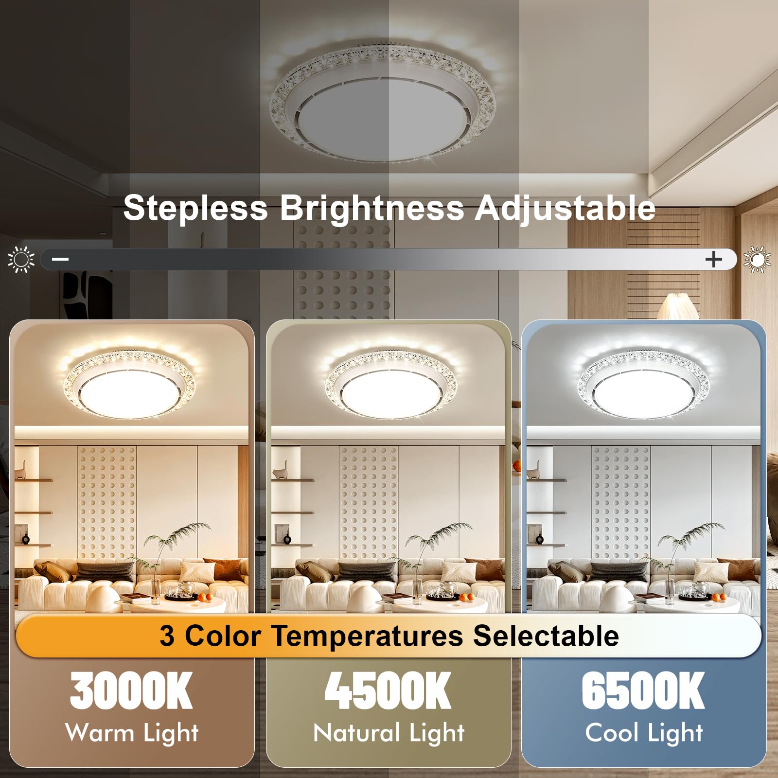 49.5cm Ventilatore da Soffitto con Luce e Telecomando,Lampadario Ventilatore da Soffitto Silenzioso con 3000-6500K Dimmerabile, 6 Velocità, Timer, Memoria,Plafoniera per Soggiorno Camera da Letto