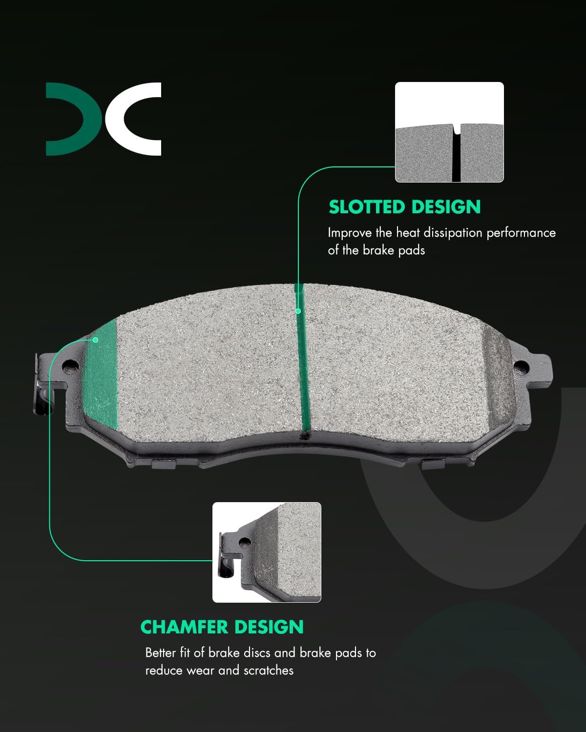 SCITOO Disc Brake Pads Kits D888-7766 Ceramic Front Brake Pads Set Fit For INFINITI For EX35 2008-2012,For INFINITI For EX37 2013,For INFINITI For FX35 2005-2012,For INFINITI For FX37 2013