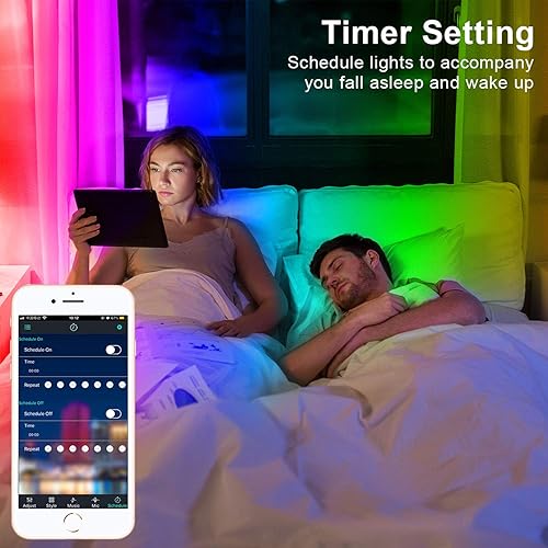 Miniatura 7 de Tira de luces LED  Tiras de luz LED de 65.6 pies, sincronización de música, luces LED que cambian de color, tira de luces LED Bluetooth con control