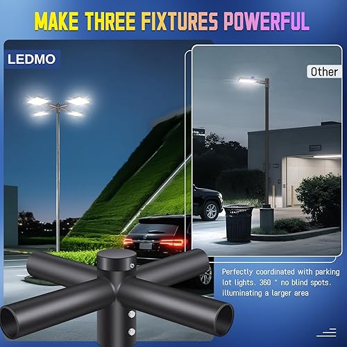 Vista 60 de ledmo Luz LED de estacionamiento de 300 W, 36000 lúmenes, 5000 K, ajustable, ajuste deslizante, iluminación de seguridad con fotocélula