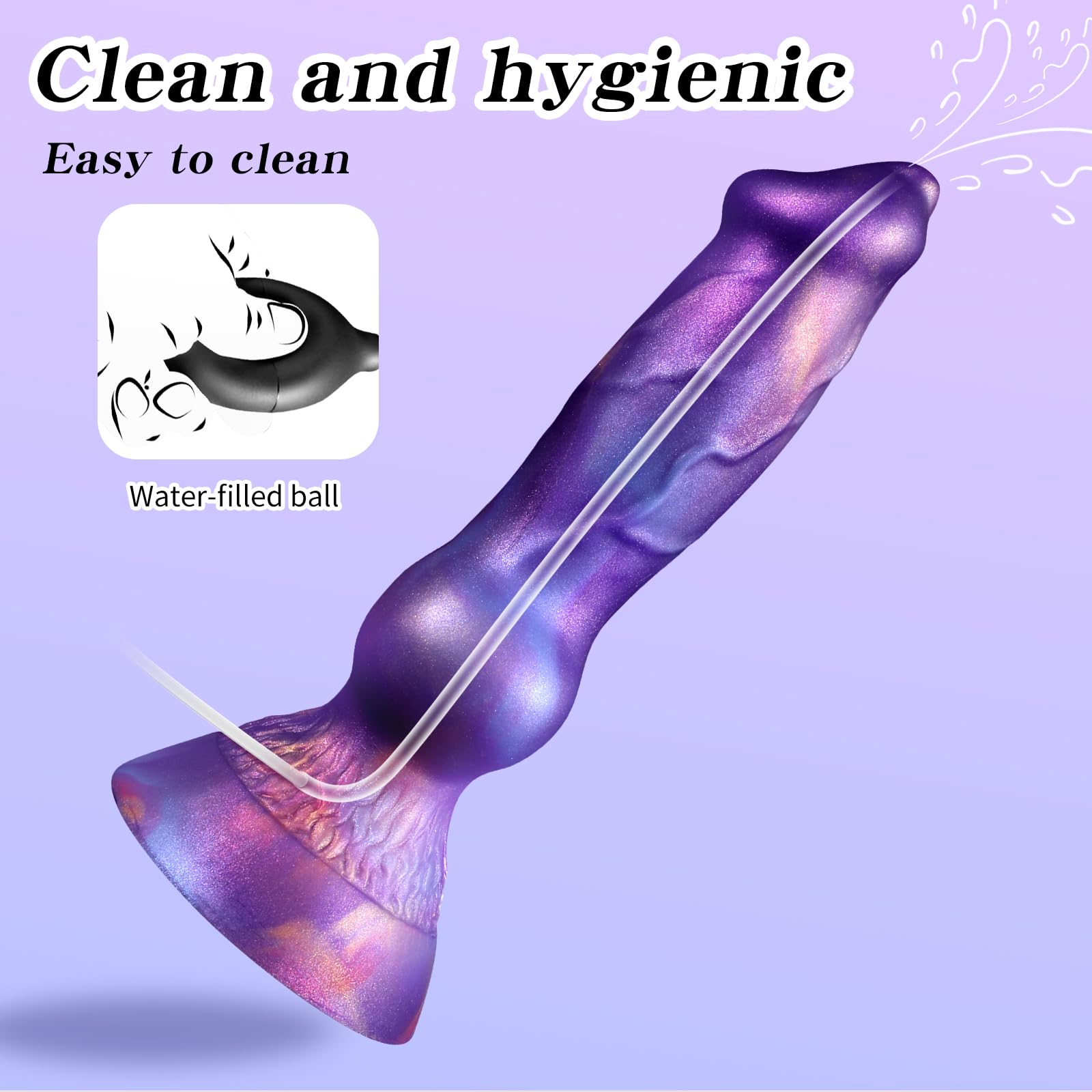 AMAZBEE Godes éjaculateurs avec ventouses et pompes à eau Plugs anaux éjaculateurs monstres pour SM Sex Toy Dilatateurs anaux en silicone avec nœud (L)