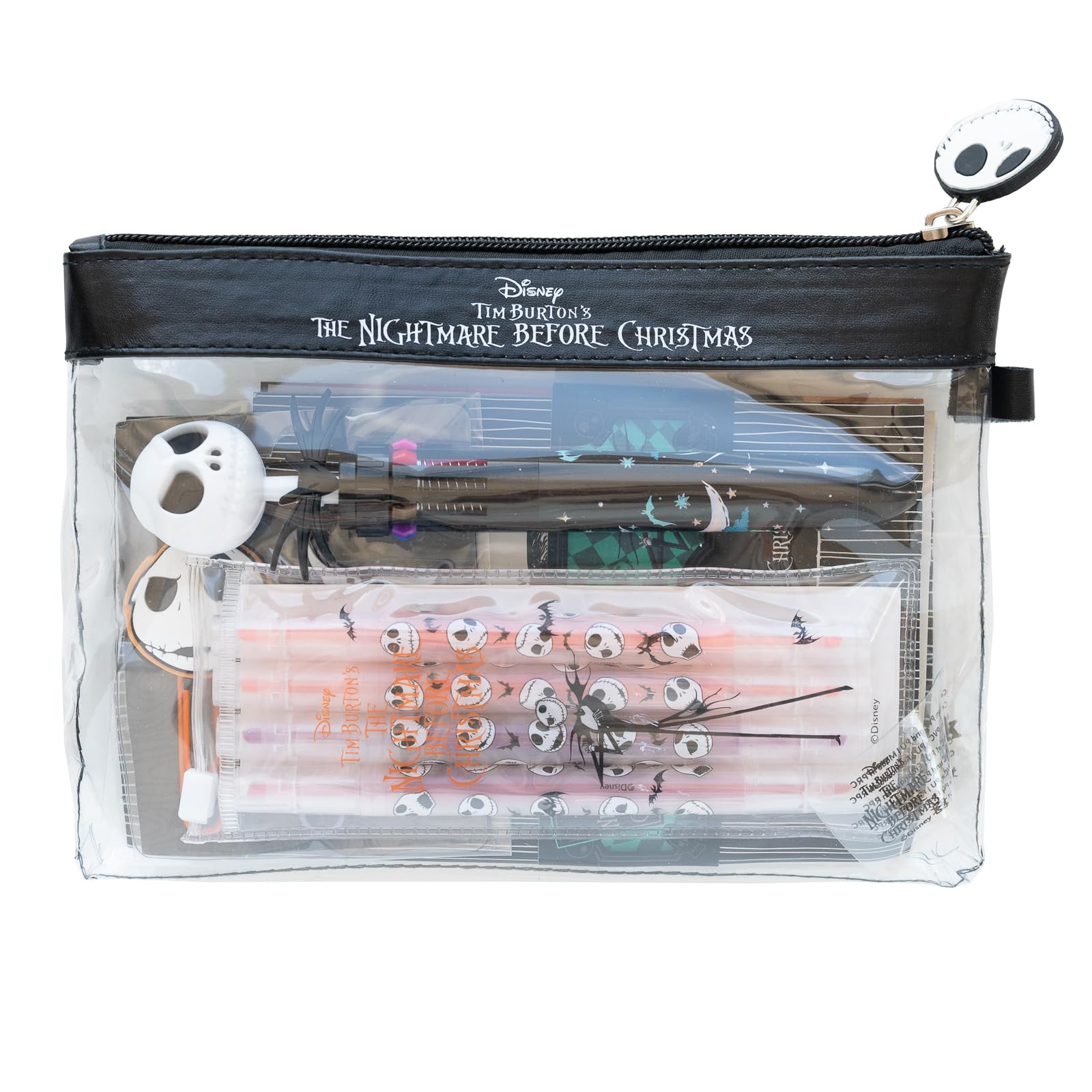 Grupo Erik - Set de Papeterie Disney, L'Étrange Noël de Mr Jack | Inclut : 1 Stylo, 5 Blocs de Notes Adhésives, 4 Surligneurs, 2 Trombones, 3 Carnets A6| Fournitures Scolaires Kawaii, Papeterie Kawaii