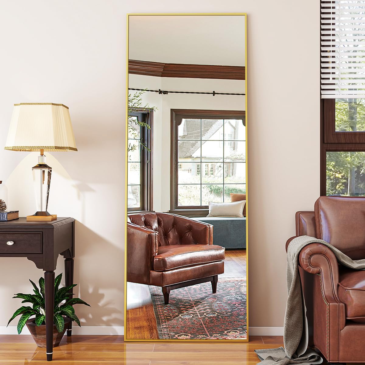 Koonmi Full Length Mirror with Stand, 52 x 161 cm, Gold — image 1
