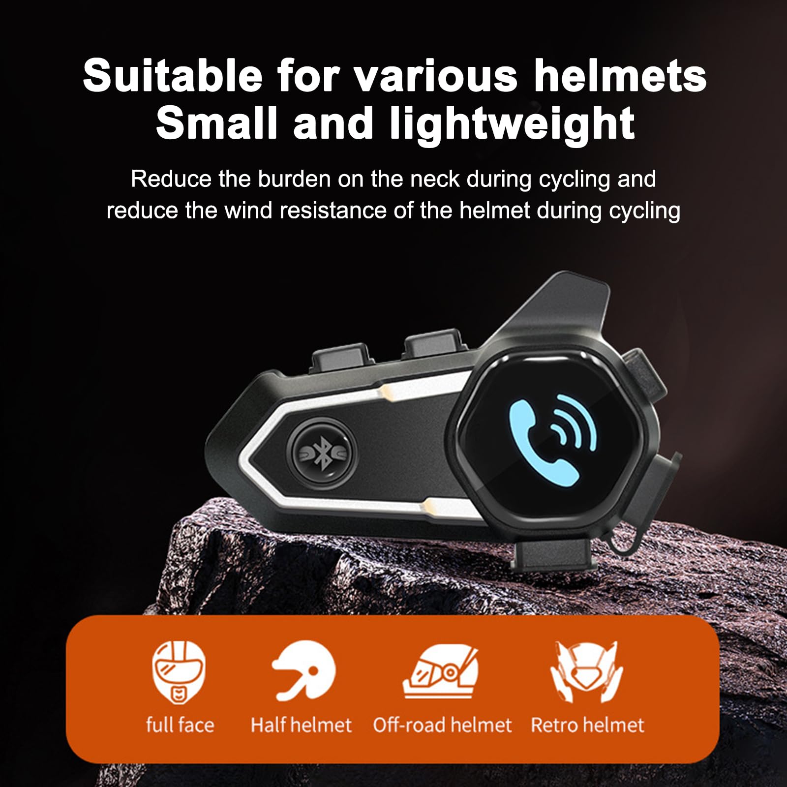 docooler Interfono per Casco Moto BT5.0 Interfono Vivavoce per Motociclisti Gamma 300M IP67 Impermeabile Antipolvere con Microfono