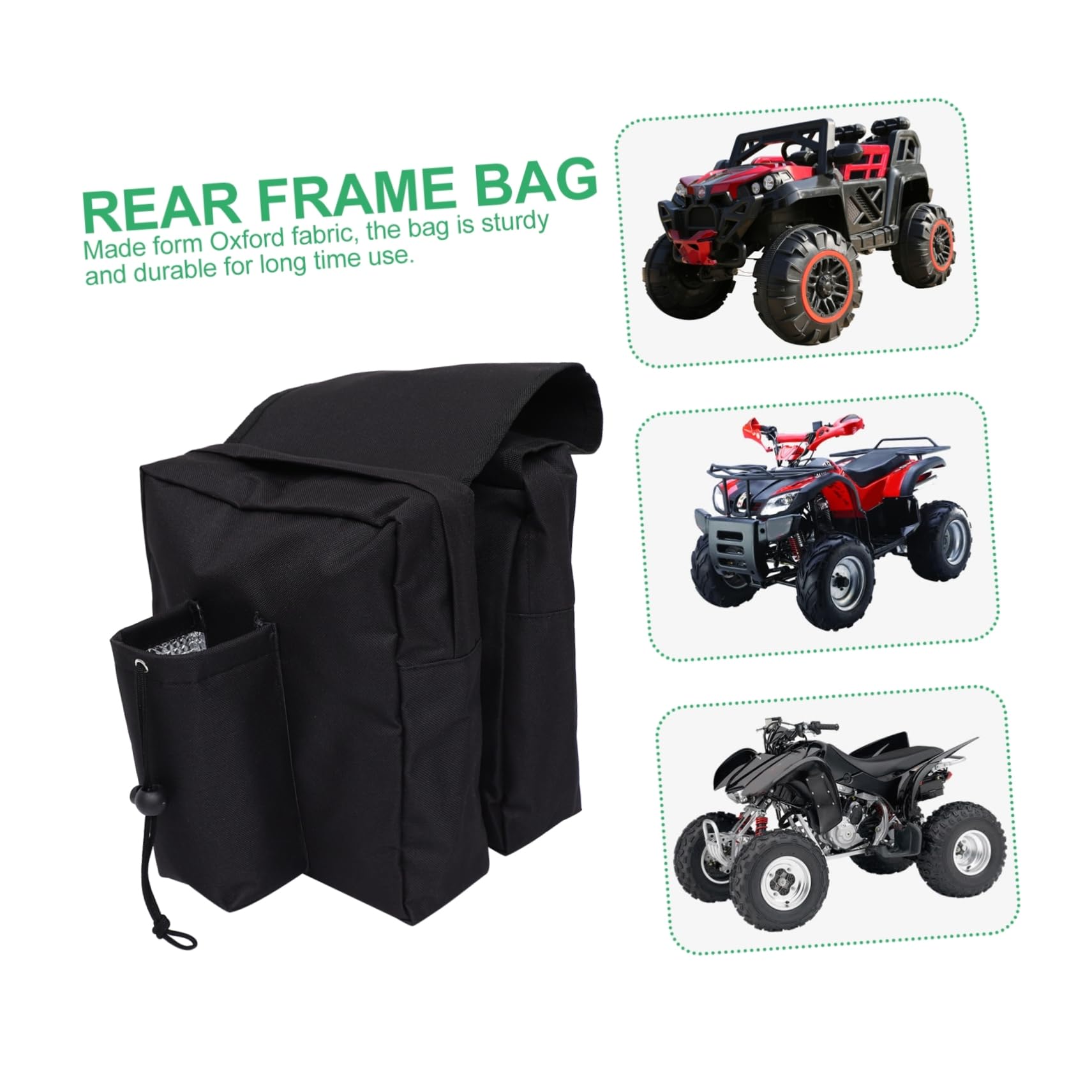 Borsa per Telaio Bici Nera Oxford 2 Tasche Capienti | Installazione e Rimozione Rapide, Resistente Agli Strappi, per Bike Camping e Uso Outdoor