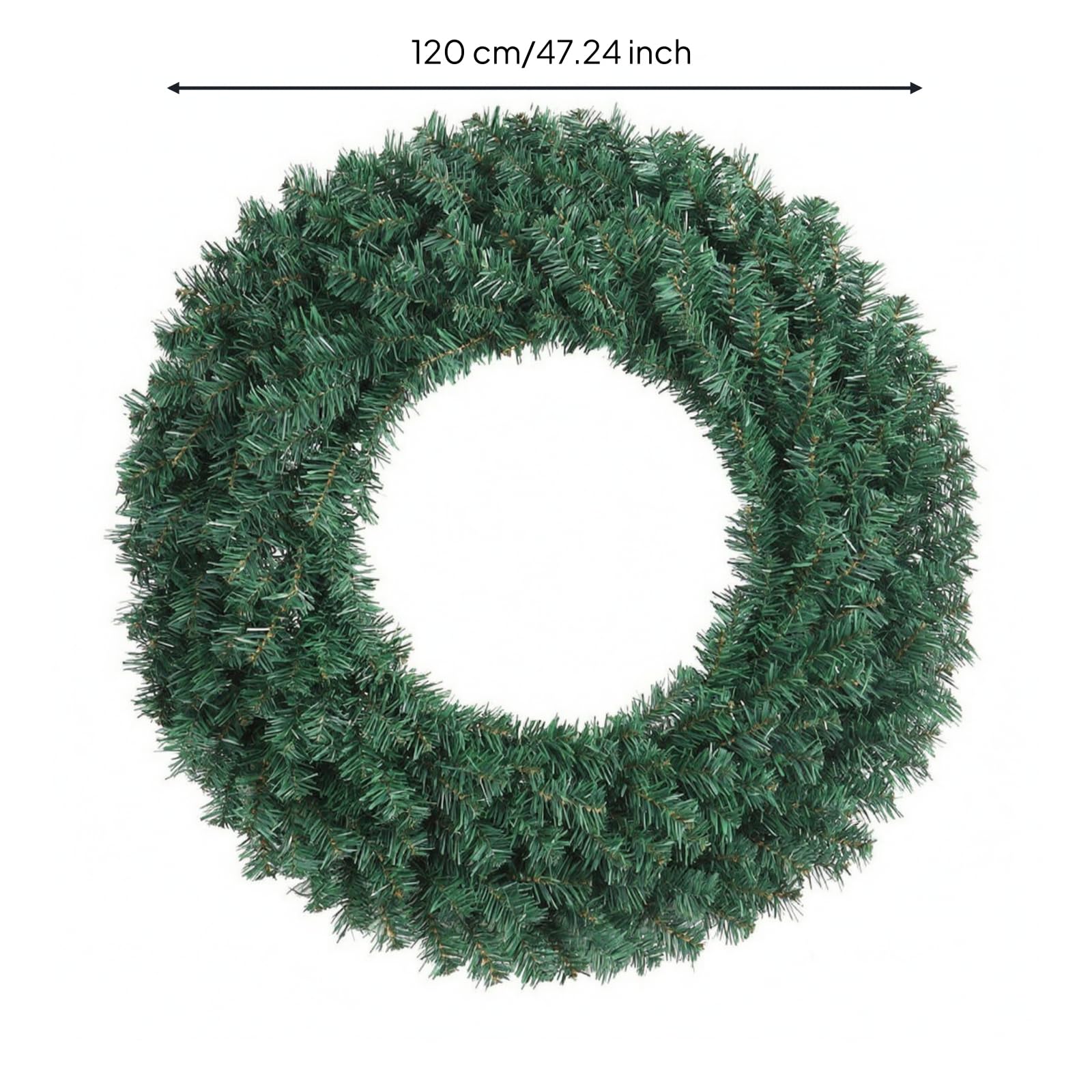 Corona Navideña Verde Decoración, 120 Cm, 500T, 3,6 Kg