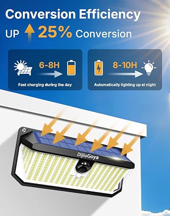 Solar Security Lights Outdoor, 466 LED 4000Lm Ultra Bright, 270 Wide Motion Sensor, IP68 Waterproof, 3 Modes Dusk-to-Dawn Solar Flood Light for Driveway Fence Garden Garage, 2-Pack