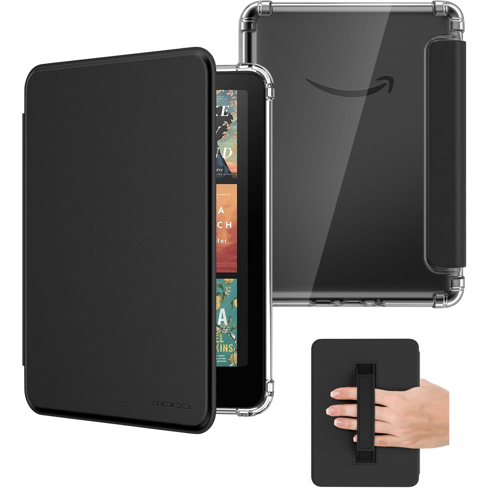 MoKo Coque pour 7" Kindle Paperwhite 12e Gén 2025/2026 & Kindle Colorsoft 2024/2025, Ultra Clair Souple et Coque Arrière Pailletée en TPU, Ne Convient Pas Kobo Libra, Noir