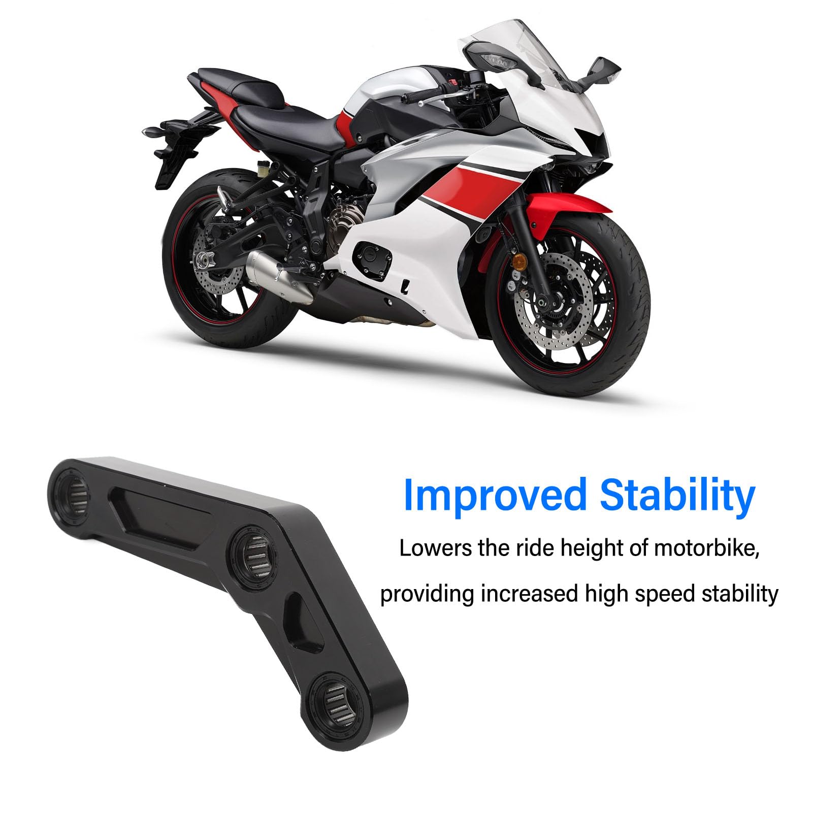 aqxreight Link di abbassamento posteriore in lega di metallo per moto, compatibile con MT07 YZF R7 2014 2024 ad alta velocità e stabilità (nero)