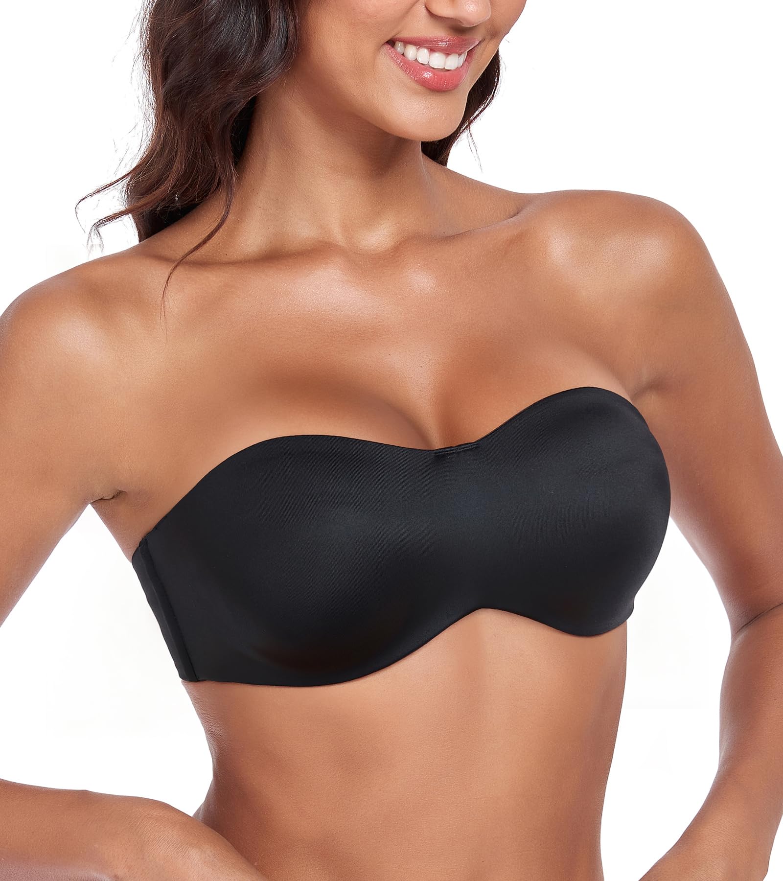 Exclare Women's Seamless Strapless Bra Minimizer Underwire Anti-Slip Unlined Bandeau Plus Size Bralette
