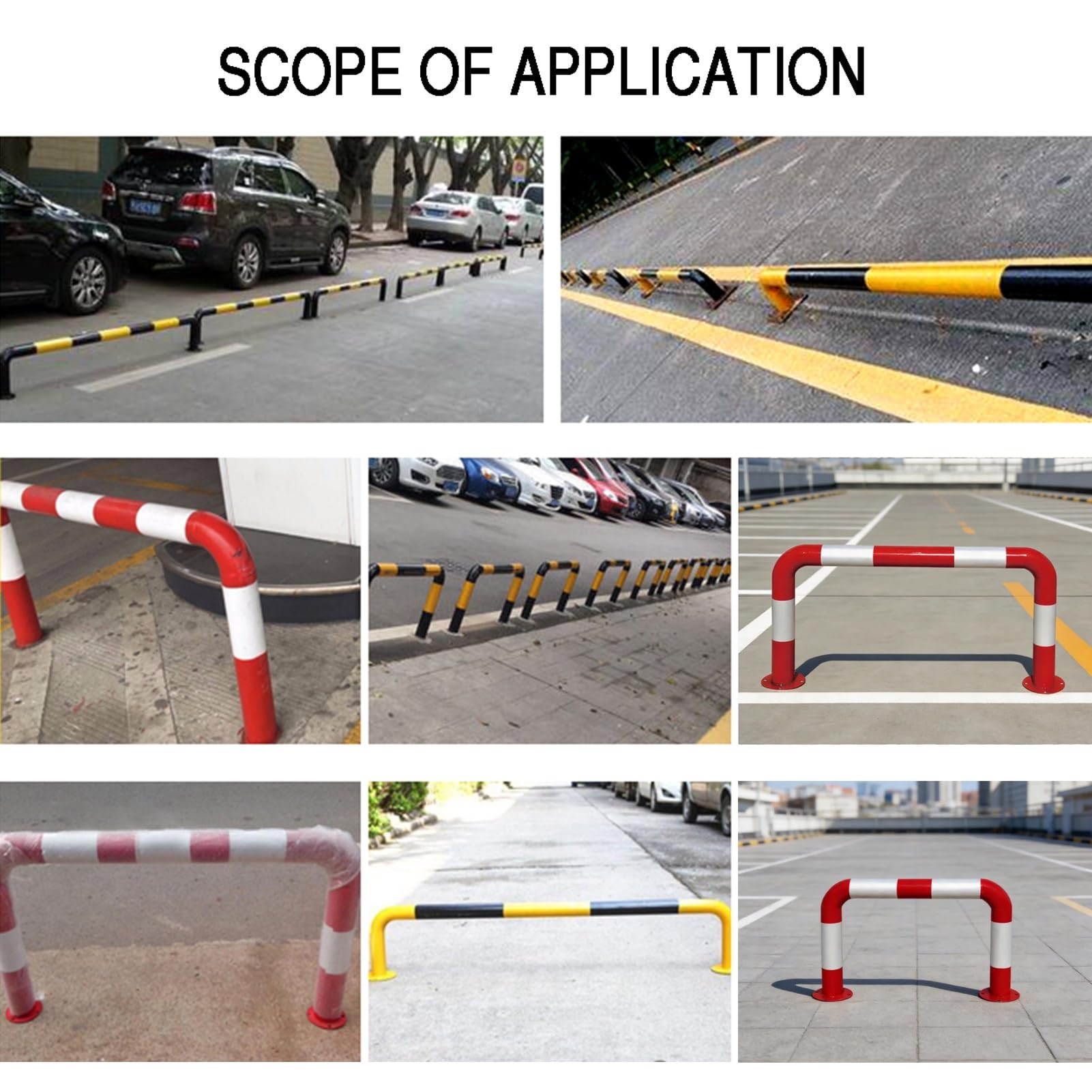 Paraurti di parcheggio a forma di U in acciaio resistente, barriera anti-collisione per fabbriche scuole, blocco di protezione rotondo