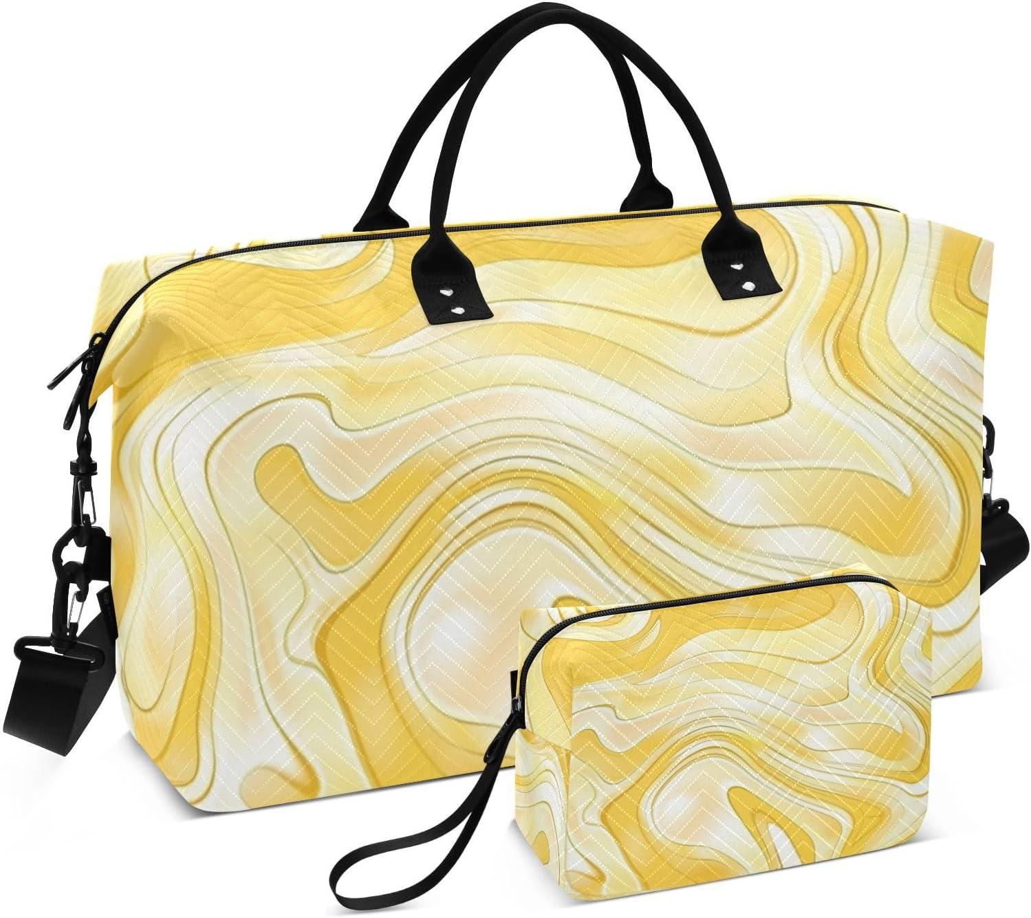 Oversized Travel Duffel Bag Yellow Liquid Wavy Carry On