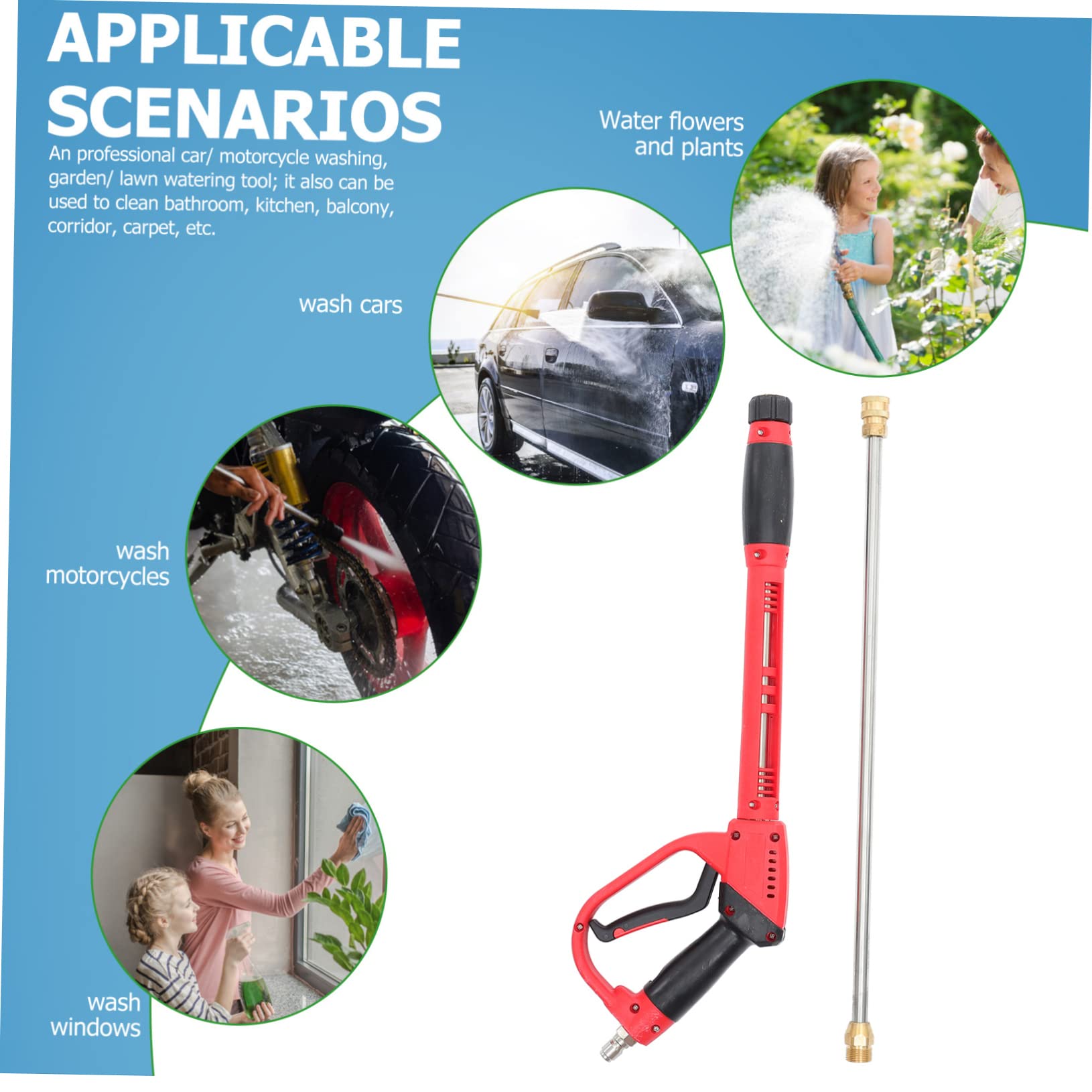 Pistola de Limpieza de Alta Presión Roja M22 Cobre | Interfaz 1/4, Acero Inoxidable y Abs, Compatible con Equipos Eléctricos Gasolina