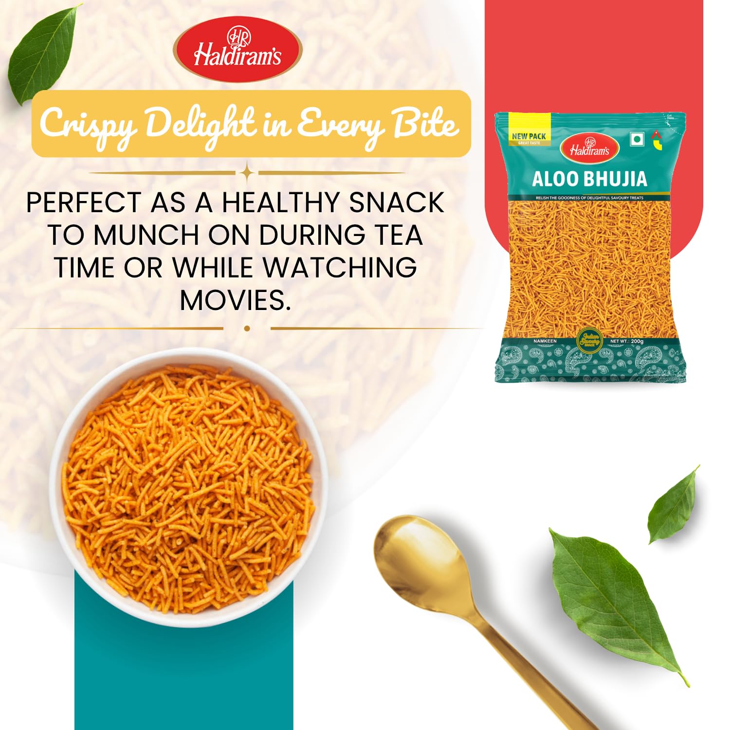 Haldiram's Delhi Snacks - Aloo Bhujia, Crunchy and Tasty Snacks, 1Kg Pouch