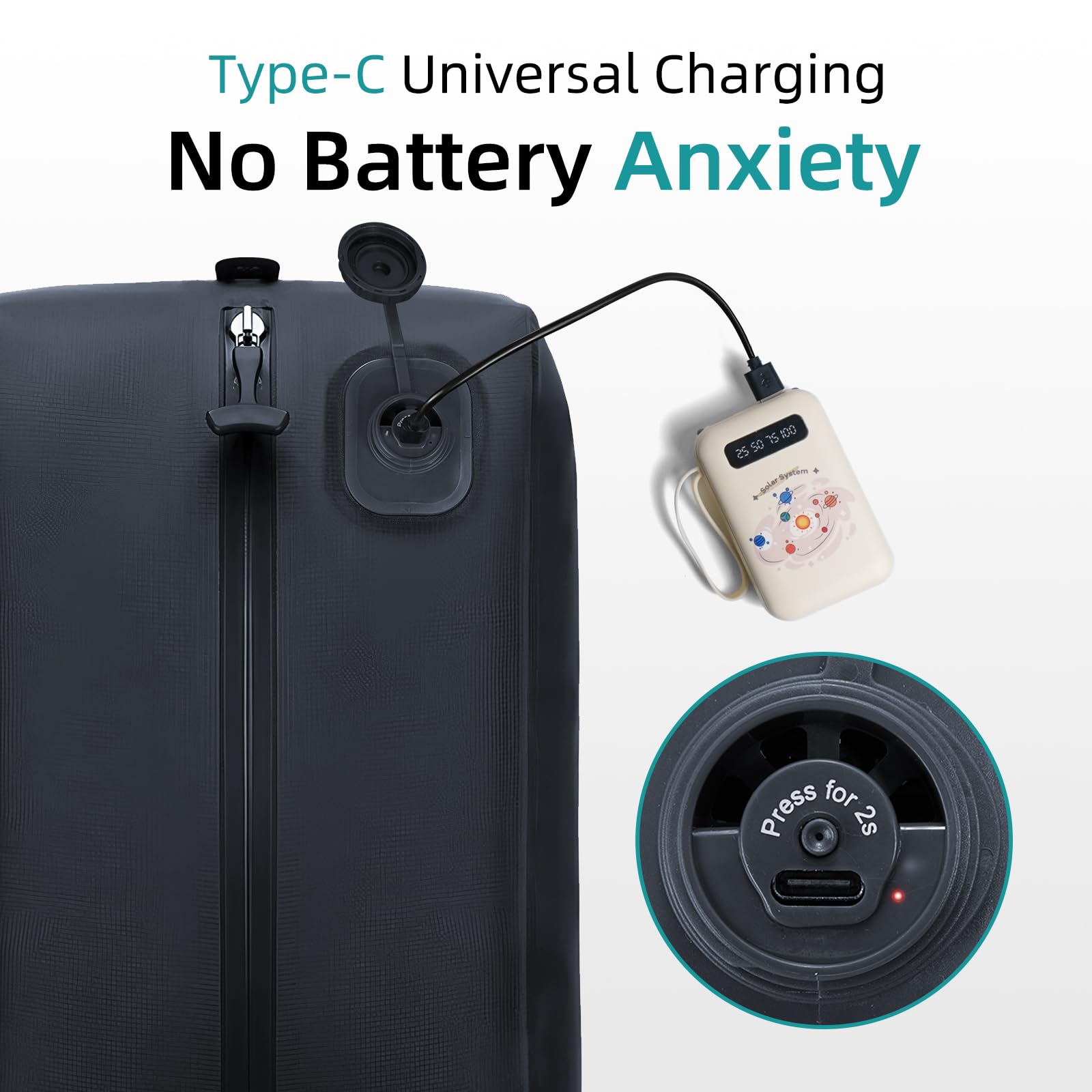 Bolsa de almacenamiento automática al vacío de un solo toque, bolsa de compresión integrada sin bomba de 20 L, recargable por USB-C, impermeable, hermética, ahorra espacio para ropa, ropa