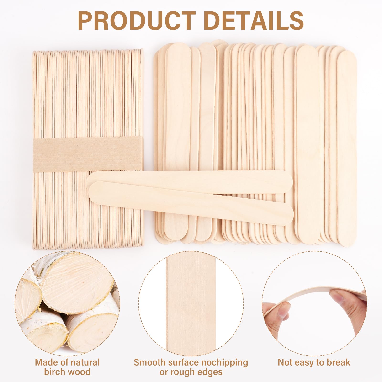 1500 varillas de cera de madera de 15 cm jumbo para depilación corporal, depresores de lengua y proyectos de manualidades